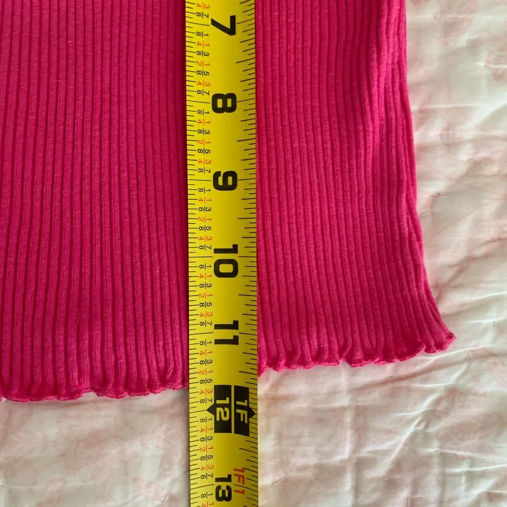 Children's Place Shirt Baby Girls 12 Months Hot Pink Ribbed Scalloped Stretchy